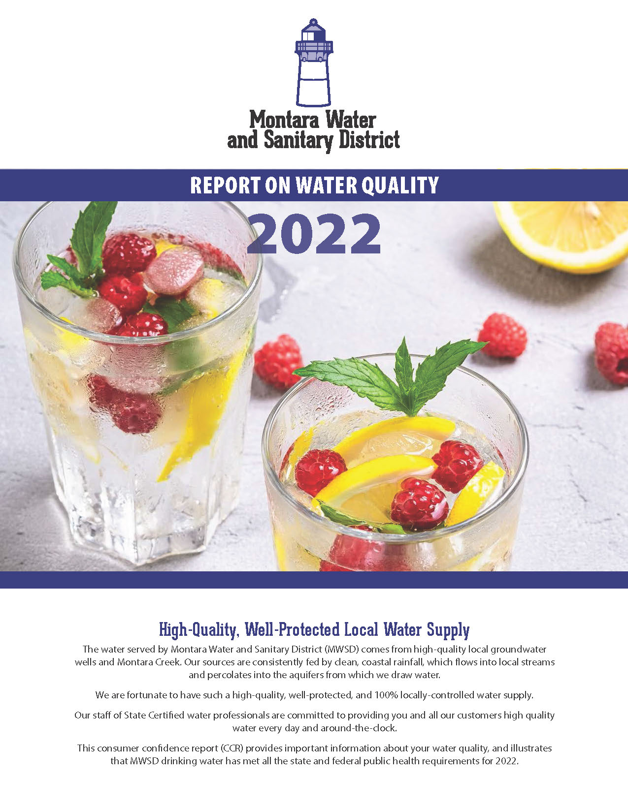 2022 MWSD Report on Water Quality, cover thumbnail